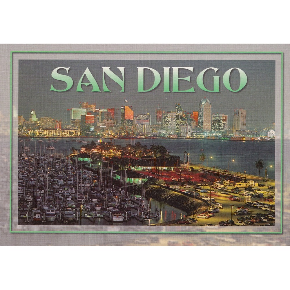 San Diego Harbor Island Postcard James Blank Skyline Urban Coastal Nightscape